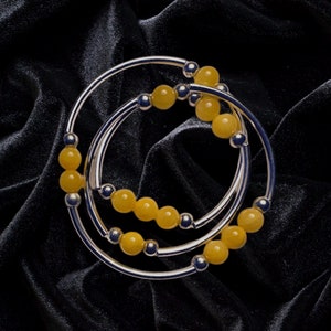Bronzite Triple Wrap Stretch Bead Bracelet, Tube Necklace, 8mm, Gemstone Silver Tube Noodle Bead Bracelet, Stretch Bracelet imagem 2
