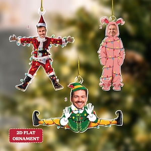 Funny Custom Face Christmas Ornament, Personalized Family Photo Acrylic Ornament