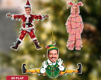 Funny Custom Face Christmas Ornament, Personalized Family Photo Acrylic Ornament