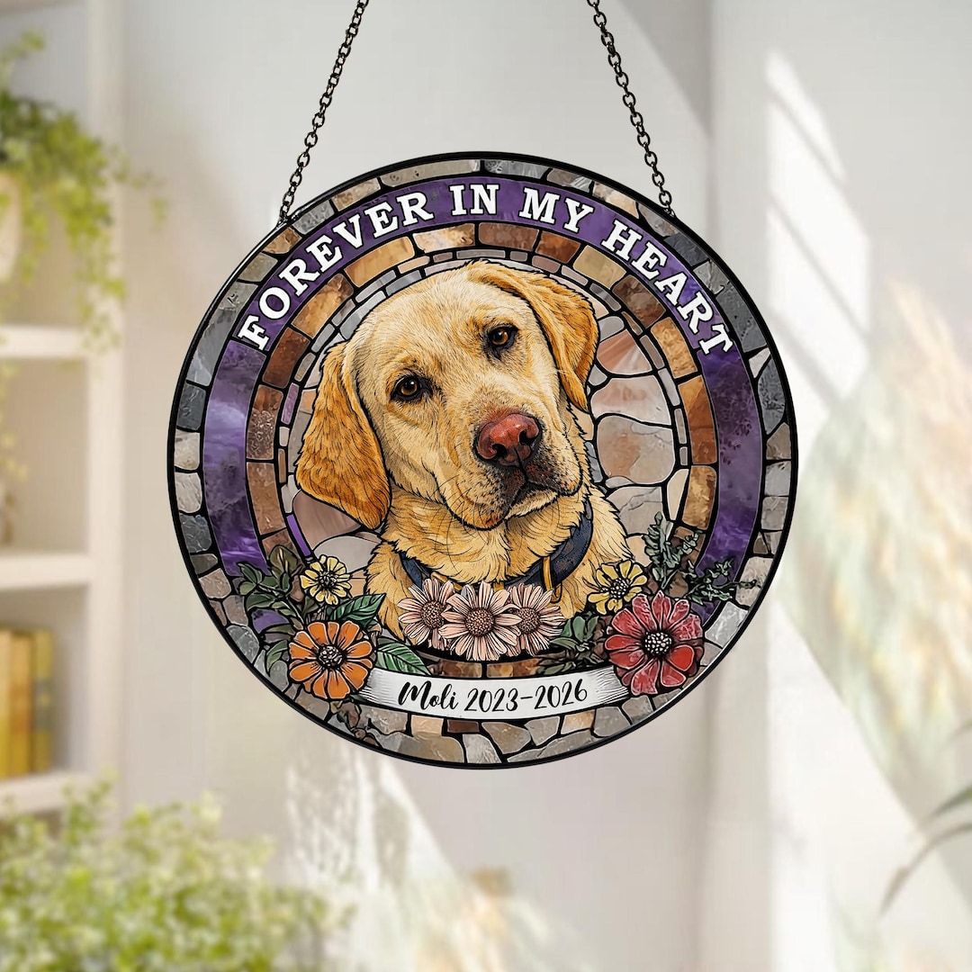 Personalized Dog Memorial Stained Glass Suncatcher, Loss of Dog ...
