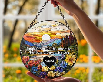 Personalized Memorial Stained Glass Suncatcher, Loss Of Dad Mom, Gift for Mom Dad, Mother's Day Gift, Sympathy Gift, Loss of Family Gift