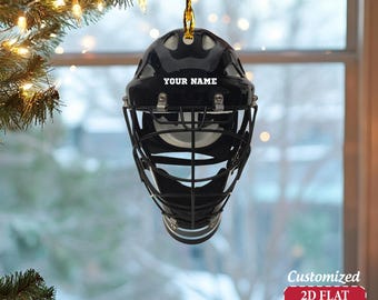 Goalie Helmet Acrylic Ornament, Hockey Ornament, Personalized Hockey Helmet Christmas Ornament, Sports Lover Gift, Gift for Boyfriend