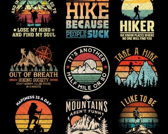 Retro Hiking PNG Bundle, Take a Hike Png, Mountains Lover Png, Nature Hiking Png, Camping Png, Outdoor Adventure Png, Digital Download