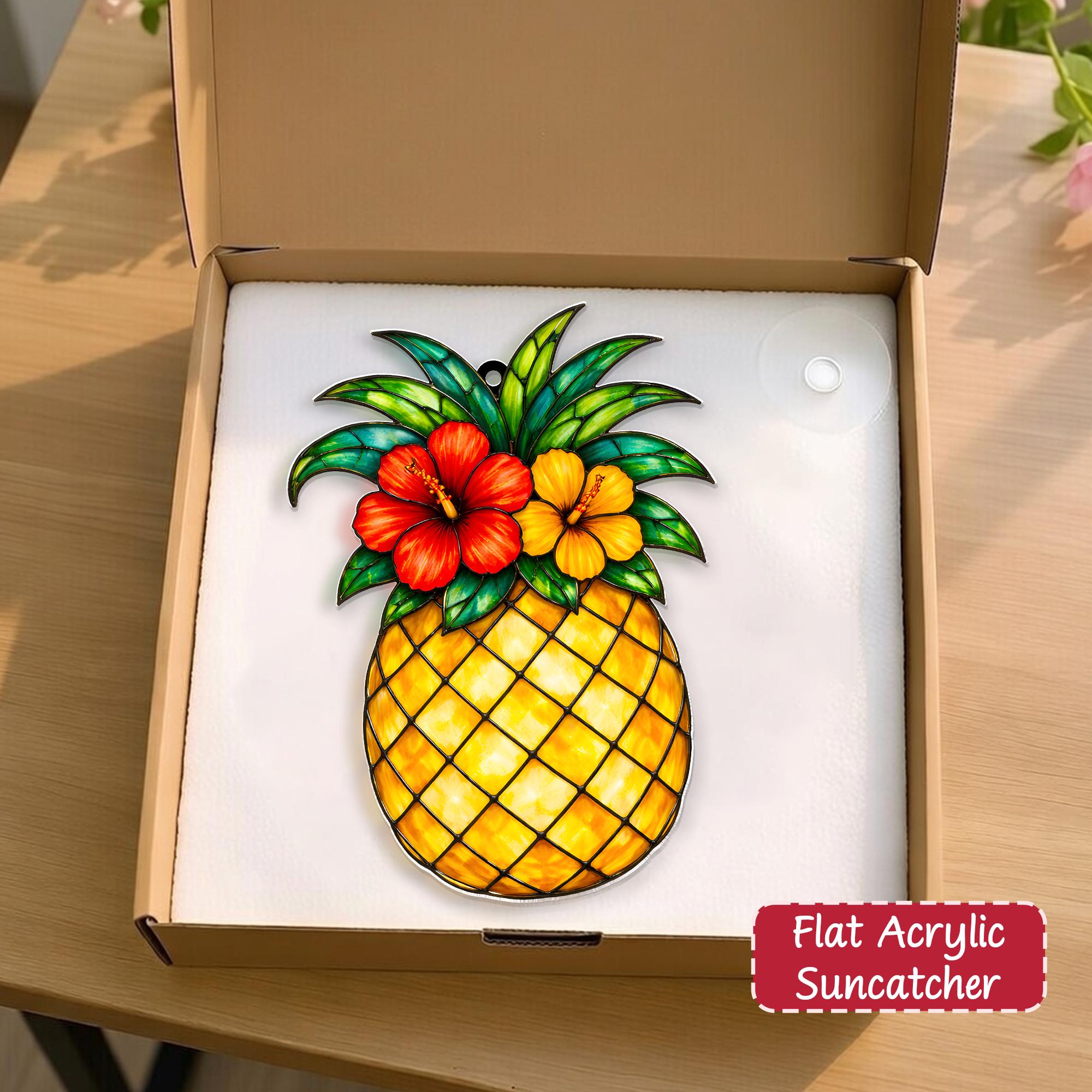 Tropical Pineapple Acrylic Suncatcher, Window Hanging Decor, Tropical ...