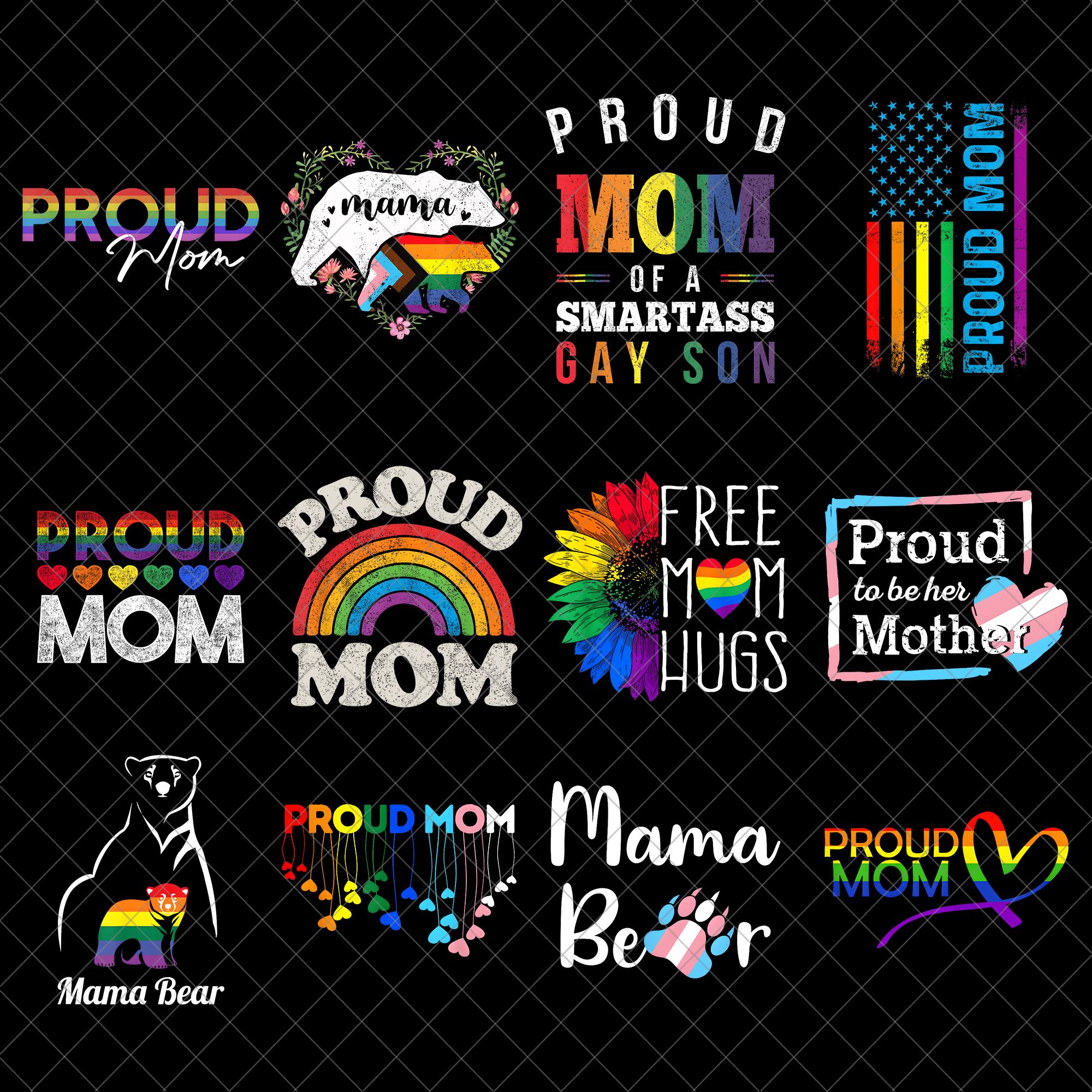 LGBT Proud Mom PNG Bundle, Pride Month Png, Free Mom Hugs Png, Rainbow Gay Pride Png, Proud Mom Png, Rainbow Heart Png, Instant Download