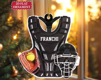 Personalized Softball Acrylic Ornament, Softball Catcher Ornament, Gift for Softball Catcher, Softball Player Ornament, Softball Lover Gift