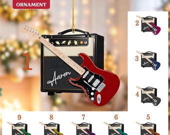 Personalized Christmas Guitar 2D Acrylic Ornament, Christmas Tree Decor, Musical Instruments Ornament, Gift For Guitarist, Music Lovers