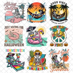 Funny Summer Skeleton PNG Bundle, Summer Vibes Png, Funny Skeleton Png, Beac Vibes Png, Summer Time Png, Always Salty Png, Digital Download