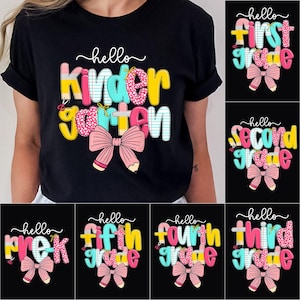 Coquette Teacher Png Bundle, Hello First Grade Png, Teacher Coquette Bow Png, Kindergarten Png,First Second Third Grade Png,Digital Download