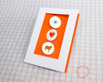 Eye Heart Ewe, I Heart You, I Love You, Sweetheart Card, Love Card, Whimsical Love Card, Anniversary Card