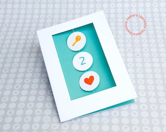 Key To My Heart, Valentine's Day Card, Sweetheart Card, Hand-Assembled Card, Whimsical Love Card, Anniversary Card, Fun Love Card