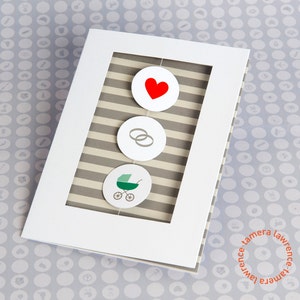 First Comes Love, Then Comes Marriage, Then Comes Baby in a Baby Carriage, New Baby Congratulations Card, Baby Carriage Greeting Card