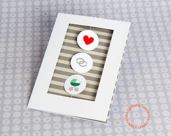 First Comes Love, Then Comes Marriage, Then Comes Baby in a Baby Carriage, New Baby Congratulations Card, Baby Carriage Greeting Card