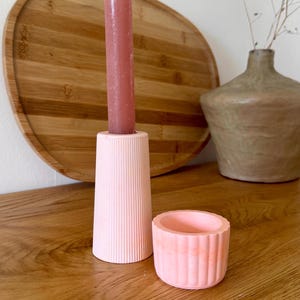 Candle holder + tealight holder set of 2 // Orange/Pastel // Decoration // Taper candle holder, minimalist design, handmade // Casting powder