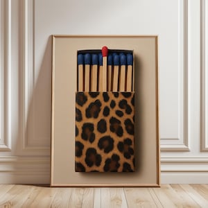 Retro Leopard Matchbox, Printable Wall Art , Trendy Dorm Room Print, Bar Cart Decor, Apartment Decor, Wall poster, DIGITAL DOWNLOAD