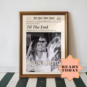 CUSTOM NEWSPAPER PRINT | Personalized Digital Trendy Gift | Large Newspaper Print | Customized Retro Wall Poster | Unique Vintage Gift