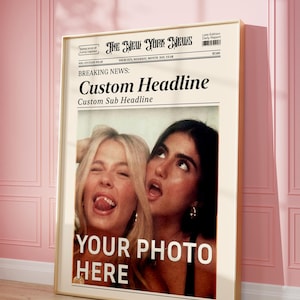CUSTOM NEWSPAPER PRINT | Personalized Digital Trendy Gift | Large Newspaper Print | Customized Retro Wall Poster | Unique Vintage Gift