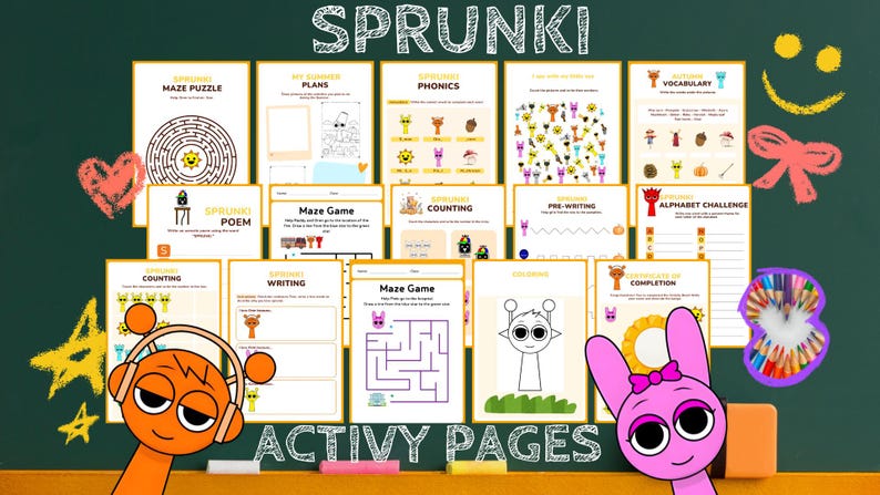 Sprunki Printable Activity Book 15 Pages, Fun Sprunki Pages for Kids ...