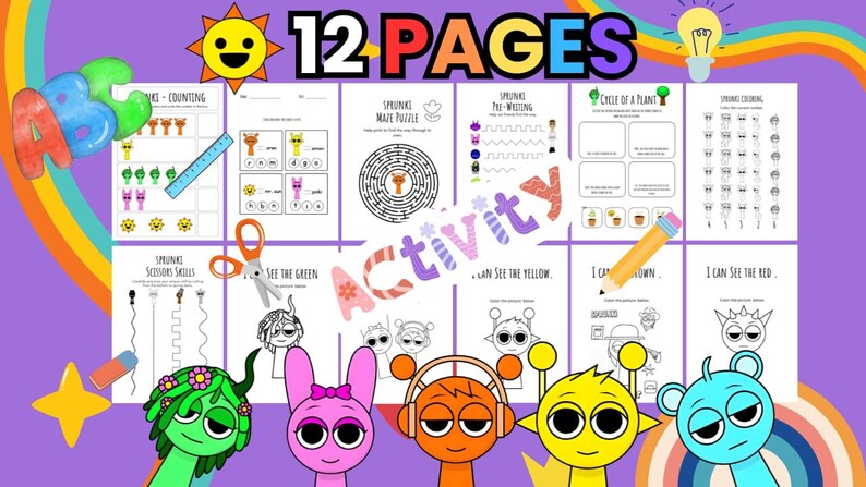 Sprunki Math Activity Page Sprunki Printable Activity Book 12 Pages, Fun Sprunki Pages for Kids ...