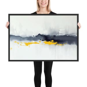 Abstract Landscape Print: Modern Minimalist Wall Art in Yellow and Grey by Alessandro Butera