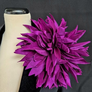 Fabric Flower Brooch | Deep Purple | Large Taffeta Luxurious Handmade Accessory
