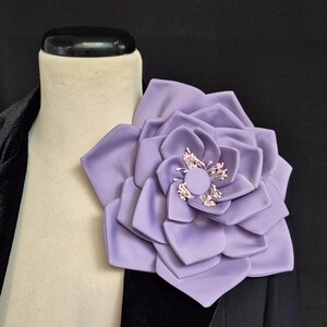 Fabric Flower Brooch | Lilac Purple | Satin Luxurious Handmade Accessory