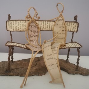 Sculpture en papier, poésie de papier, scène de vie, fait main, figurine en fil de fer, statuette