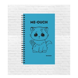 Me-Ouch Cat Spiral Journal Cute Cat Notebook with Bandage Funny Gift for Cat Lovers, Writers & Students