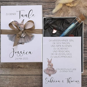 Geschenkset Taufe, Geldgeschenk zur Taufe, Taufgeschenk Hase, personalisiert mit Name, Gutscheinbox