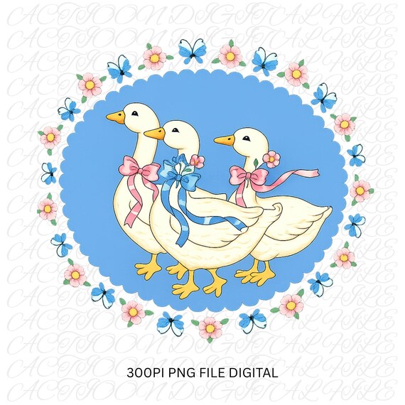 Vintage Goose Png, Country Farmhouse Duck Png, 90s Retro Goose Couple Png, Cottagore Animals Png, Cute Cozy Pullover