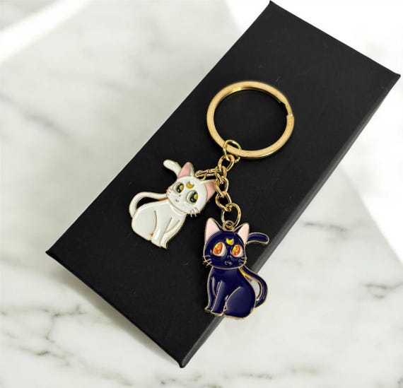 Luna and Artemis Cat Keychain With Box - Sailor Moon - Etsy
