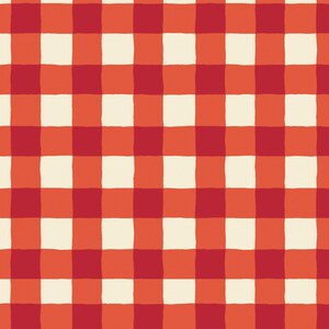 May include: A seamless pattern of red and white checkered squares. The squares are evenly spaced and create a classic gingham pattern.
