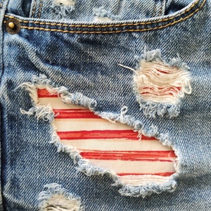 Handmade Iron-On Patch ~ Row by Row ~ Visible Mending ~ Denim ~ Jean Patch ~ Embellishment ~ Jacket Patch ~ Custom Made ~ Upcycled Denim