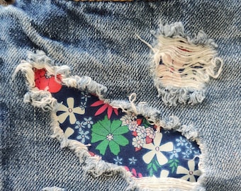 Handmade Iron-On Patch ~ Wildflower Fields ~ Visible Mending ~ Denim ~ Jean Patch ~ Embellishment ~ Jean Patch