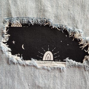 Iron-On Patch ~ Look UP ~ Visible Mending ~ Denim ~ Jean Patch ~ Embellishment ~ Jacket Patch ~ Custom Made ~ Upcycled Denim