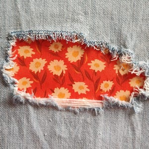 Iron-On Patch ~ Bountiful Daisies Tart ~ Visible Mending ~ Denim ~ Jean Patch ~ Embellishment ~ Jacket Patch ~ Custom Made ~ Upcycled Denim