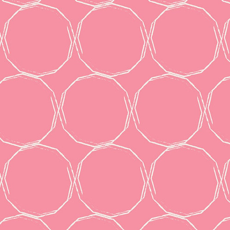 Essentials II Hula Hoops Blush 253 Pat Bravo Art Gallery Fabrics 100% Cotton By the Yard Fat Quarters 1/2 Yard Cuts Rings image 1