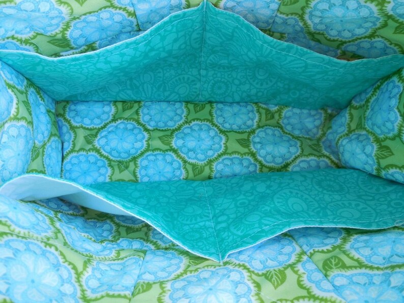 Rag Quilt Purse ~ Honey Honey Teal /& Tangerine ~ Book Tote ~ Spa Bag ~ Lunch Tote ~ Small Animal Carrier ~ Project Tote ~ Small Diaper Bag