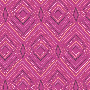 May include: A seamless pattern with a pink background and a repeating diamond pattern. The diamonds are made up of thin lines in shades of pink, orange, and black.