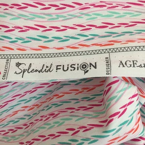 Splendid Fusion ~ Leafy Ribbons  SD-1106 ~ AGF Studio ~ AGF ~ 100% Cotton ~ By the Yard ~ Fat Quarters ~ 1/2 Yard Cuts ~ Teal ~ Pink ~ White