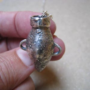 Archaeology Inspired Pointed Amphora Fine Silver Vessel Pendant - Archaeology Pendant - Fine Silver Pendant - Vessel Necklace
