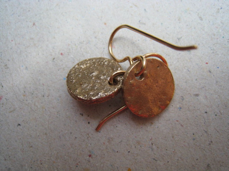 Another Texture for Bronze Disk Earrings Bronze Earrings Textured Earrings image 5