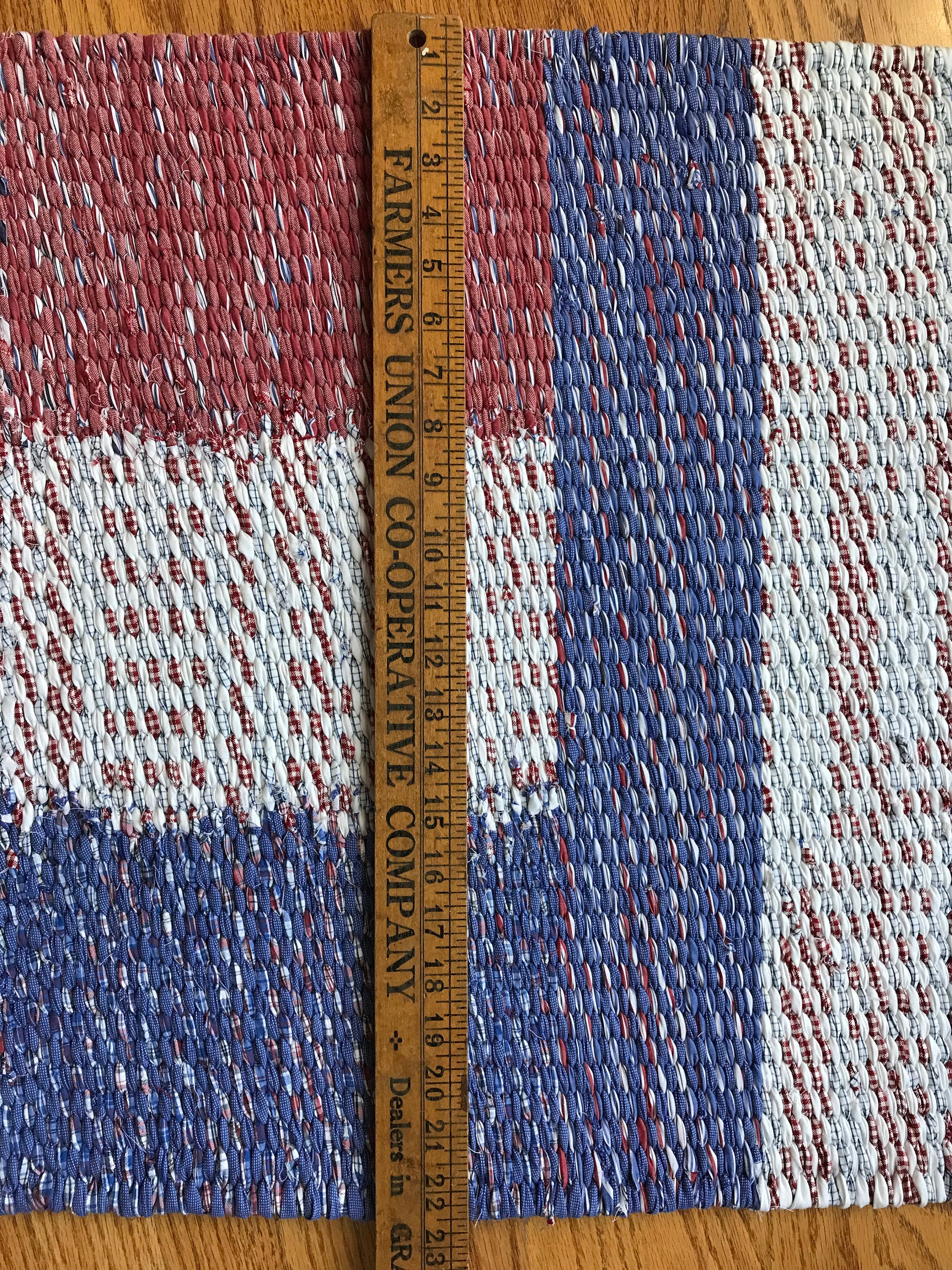 Square Rag Square Rag Rug, Hand Twined Woven Rug, Upcycled Recycled Fabric Rug ...