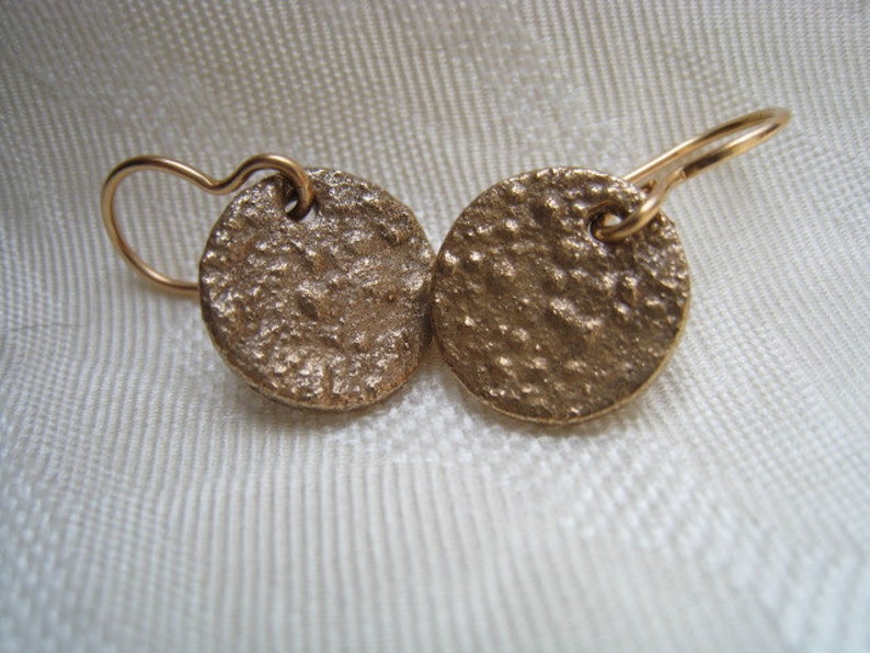 Another Texture for Bronze Disk Earrings Bronze Earrings Textured Earrings image 2