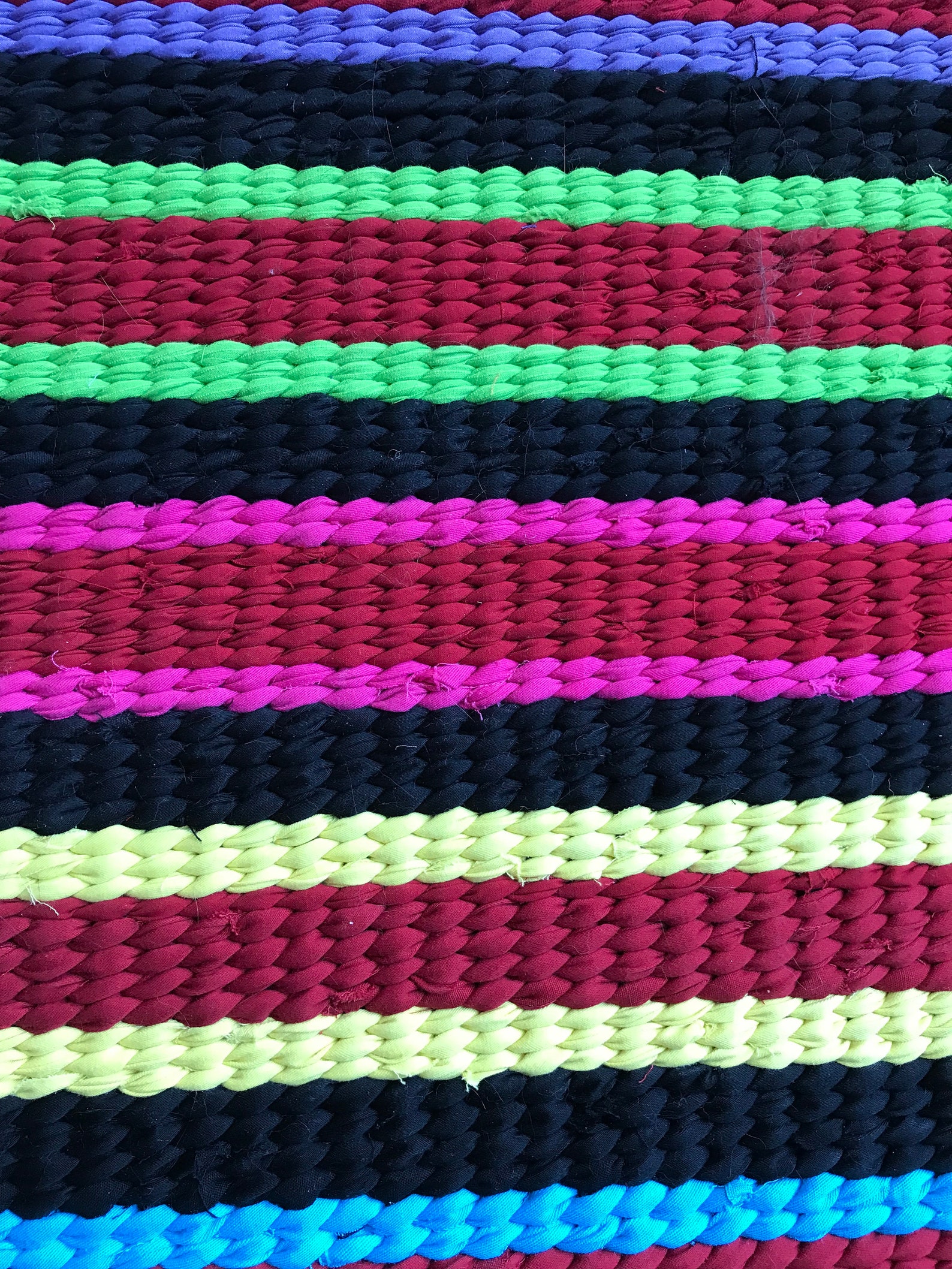 Square Rag Rug, Hand Twined Woven Rug, Upcycled Recycled Fabric Rug ...