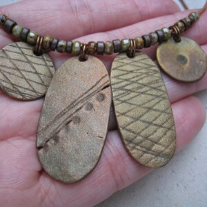 Artifact Inspired Gaming Pieces Rustic Bronze 4 Piece Necklace with Beads Rustic Necklace Bronze Necklace image 1