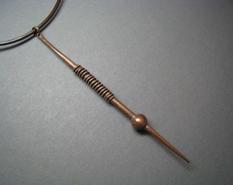 Artifact Inspired Spinning Tool Copper Pendant - Spinning Tool Pendant - Archaeology