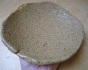 Speckle Clay Organic Shape Ceramic Dish with Rows of Dots - Art Dish - Speckled Dish