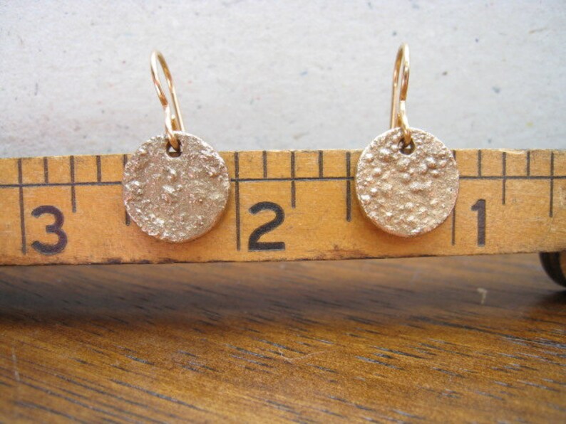 Another Texture for Bronze Disk Earrings Bronze Earrings Textured Earrings image 3