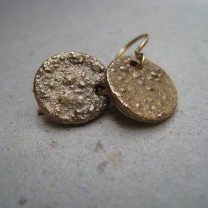 Another Texture for Bronze Disk Earrings Bronze Earrings Textured Earrings image 1